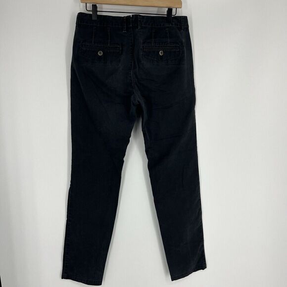 Perk Pants Size 32x32 Mens Black Slim Fit Stretch Tapered Leg Flat Front Chino - Picture 5 of 8